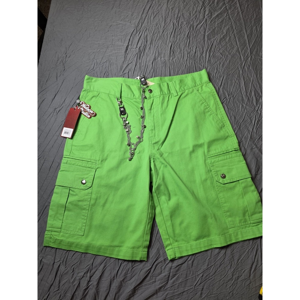 Watson Studios Green Cargo Shorts Mens 34 NWT Chain Dice Streetwear Y2K